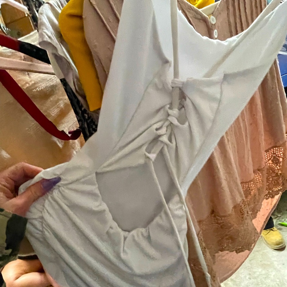Small white strap up dress
